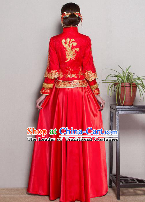 Traditional Chinese Wedding Costumes Traditional Xiuhe Suits Wedding Bride Dress Ancient Chinese bridal hair Accessory Headwear