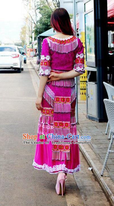 Traditional Chinese Miao Nationality Dancing Costume Hmong Female Folk Dance Ethnic Pleated Skirt Chinese Minority Nationality Embroidery Costume for Women