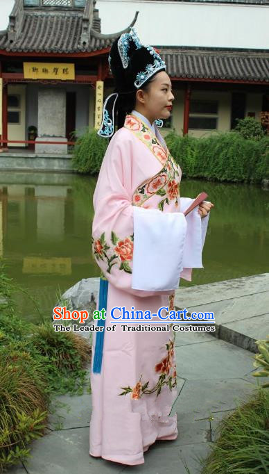 Traditional China Beijing Opera Costume Gifted Scholar Embroidered Robe and Hat Ancient Chinese Peking Opera Embroidery Clothing