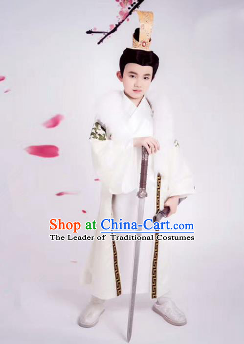 Traditional Chinese Ancient Nobility Childe Costume, Elegant Hanfu Clothing Chinese Han Dynasty Prince Clothing for Kids