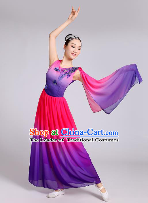 Traditional Chinese Yangge Fan Dancing Costume Modern Dance Dress Clothing and Headwear