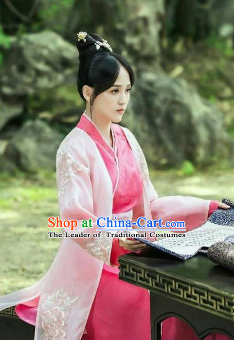 Traditional Ancient Chinese Imperial Empress Costume, Chinese Han Dynasty Imperial Concubine Embroidered Dress Clothing for Women