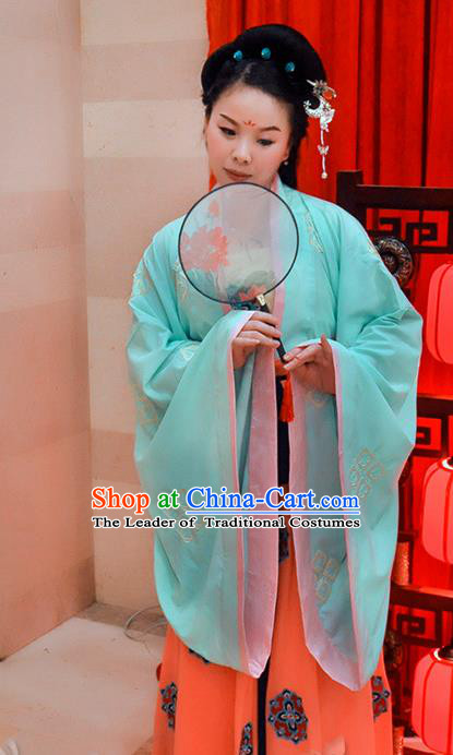 Traditional Chinese Tang Dynasty Young Lady Costume, Elegant Hanfu Chinese Imperial Princess Embroidered Clothing