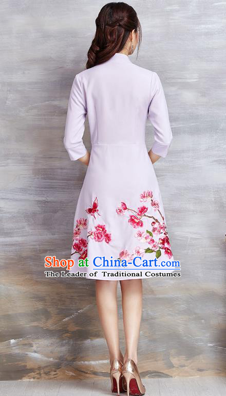 Traditional Ancient Chinese Young Women Cheongsam Dress Republic of China Tangsuit Stand Collar Blouse Dress Tang Suit Clothing