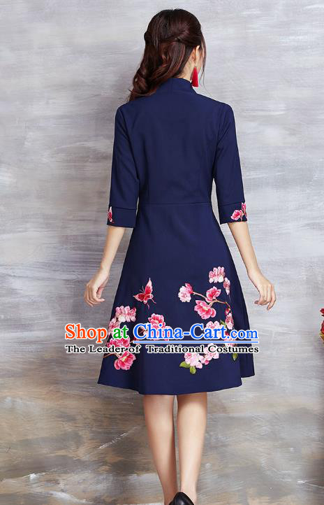 Traditional Ancient Chinese Young Women Cheongsam Dress Republic of China Tangsuit Stand Collar Blouse Dress Tang Suit Clothing
