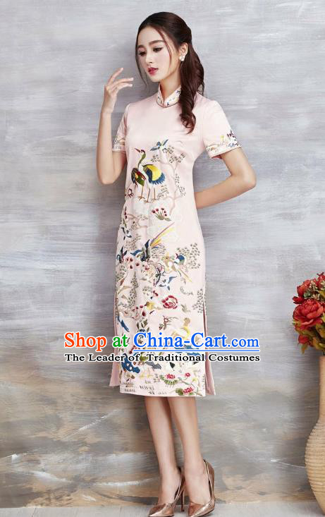 Traditional Ancient Chinese Young Women Cheongsam Dress Republic of China Tangsuit Stand Collar Blouse Dress Tang Suit Clothing