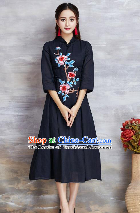 Traditional Ancient Chinese Young Women Cheongsam Dress Republic of China Tangsuit Stand Collar Blouse Dress Tang Suit Clothing