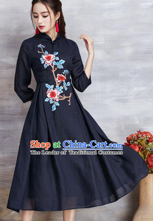 Traditional Ancient Chinese Young Women Cheongsam Dress Republic of China Tangsuit Stand Collar Blouse Dress Tang Suit Clothing