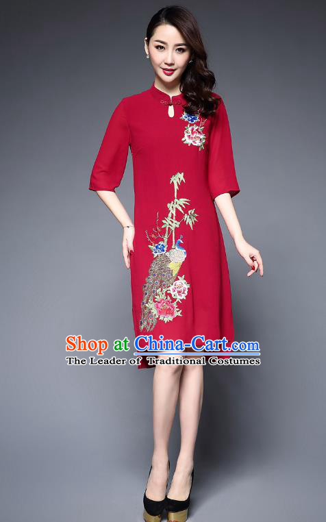 Traditional Ancient Chinese Young Women Cheongsam Dress Republic of China Tangsuit Stand Collar Blouse Dress Tang Suit Clothing