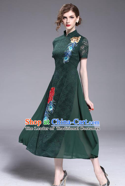 Traditional Ancient Chinese Young Women Cheongsam Dress Republic of China Tangsuit Stand Collar Blouse Dress Tang Suit Clothing