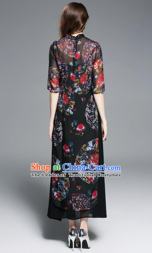 Traditional Ancient Chinese Young Women Cheongsam Dress Republic of China Tangsuit Stand Collar Blouse Dress Tang Suit Clothing