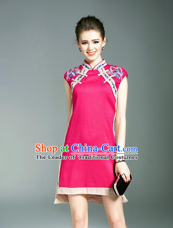 Traditional Ancient Chinese Young Women Cheongsam Dress Republic of China Tangsuit Stand Collar Blouse Dress Tang Suit Clothing