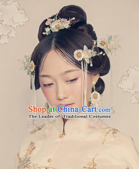 Aisan Chinese Handmade Classical Hair Accessories Hanfu Hair Comb, China Xiuhe Suit Hairpins Wedding Headwear Complete Set for Women