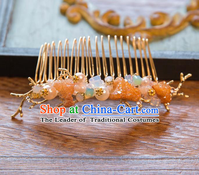 Top Grade Handmade Classical Hair Accessories Chinese Hair Comb, Baroque Style Princess Headwear for Women