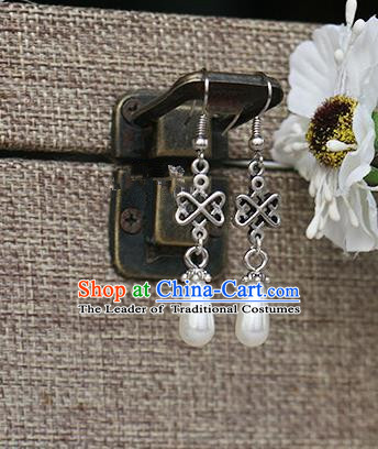 Chinese Handmade Classical Accessories Hanfu Pearls Earrings, China Xiuhe Suit Eardrop for Women