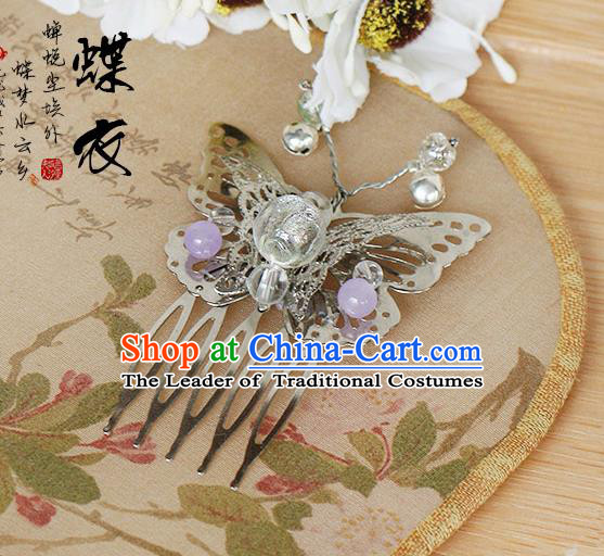 Chinese Handmade Classical Accessories Butterfly Hair Comb, China Xiuhe Suit Hair Stick for Women