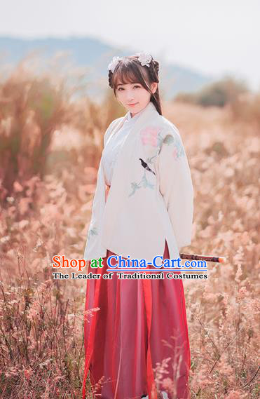 Traditional Chinese Ancient Palace Lady Costume, Asian China Tang Dynasty Princess Embroidered BeiZi Clothing for Women