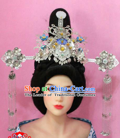Traditional Handmade Chinese Hair Accessories Empress Phoenix Step Shake, China Tang Dynasty Hairpins Complete Set for Women