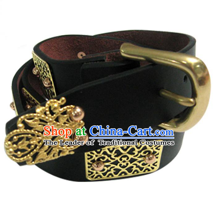 Traditional Handmade Chinese Accessories Tang Dynasty Emperor Belts, China Majesty Leather Waistband for Men