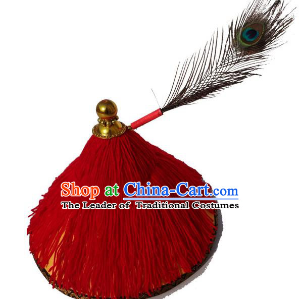 Traditional Chinese Qing Dynasty Soldier Hat, China Ancient Machu Imperial Bodyguard Headwear for Men