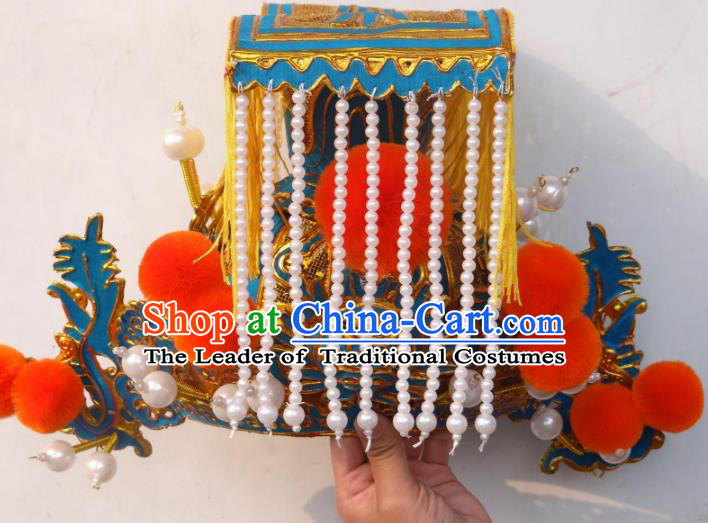 Traditional Chinese Qin Dynasty Imperial Emperor Tassel Hats, China Ancient Majesty Coronet Headwear for Men