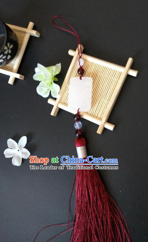 Traditional Handmade Chinese Hanfu Accessories Red Tassel Jade Pendant, China Palace Lady Waist Pendant for Women