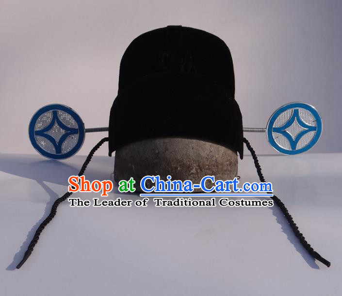 Traditional Chinese Ming Dynasty Black Gauze Cap, China Ancient County Magistrate Hat Headwear for Men