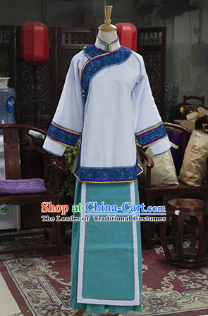 Traditional Ancient Chinese Manchu Nobility Lady Costume, Asian Chinese Qing Dynasty Embroidered Clothing for Women