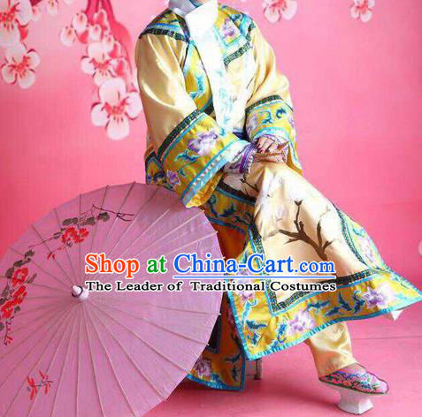 Traditional Ancient Chinese Manchu Palace Lady Costume, Asian Chinese Qing Dynasty Princess Embroidered Dress Clothing for Women
