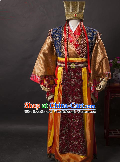 Traditional Ancient Chinese General Costume, Asian Chinese Three Kingdoms Emperor Clothing for Men