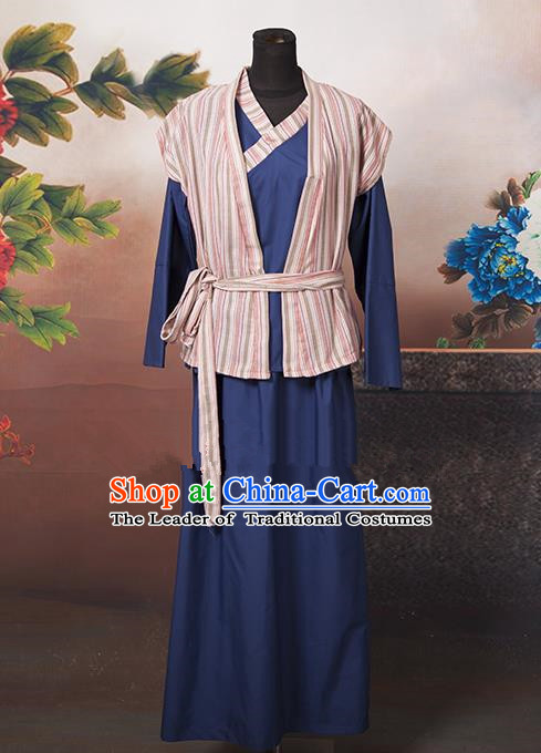 Asian China Ancient Ming Dynasty Swordswoman Costume, Traditional Chinese Hanfu Heroine Clothing for Women