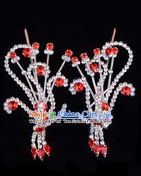 Traditional Beijing Opera Diva Hair Accessories Red Crystal Head Ornaments Phoenix Step Shake, Ancient Chinese Peking Opera Hua Tan Hairpins Headwear