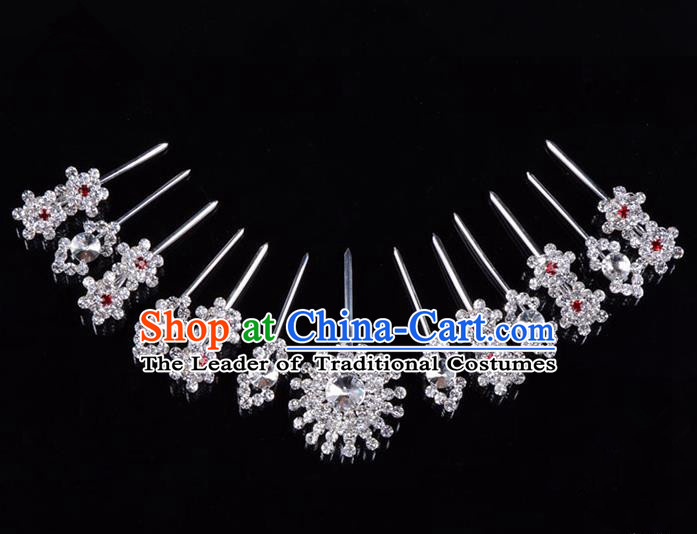 Traditional Beijing Opera Diva Hair Accessories Crystal Hairpins Head Ornaments Complete Set, Ancient Chinese Peking Opera Hua Tan Hair Stick Headwear