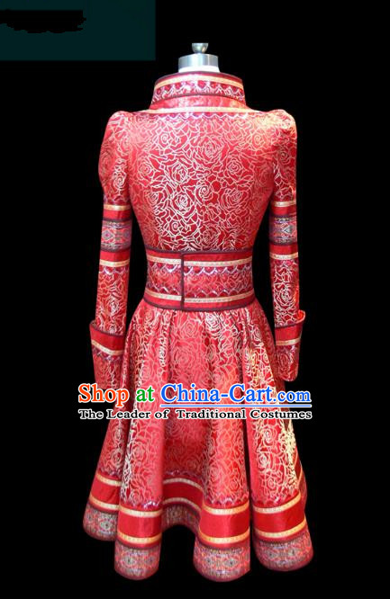 Traditional Chinese Mongol Nationality Dance Costume Mongols Folk Dance Robe Mongolian Minority  Costume and headwear