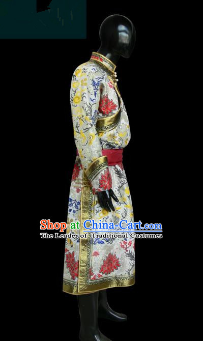 Traditional Chinese Mongol Nationality Dance Costume Mongols Folk Dance Robe Mongolian Minority  Costume and headwear