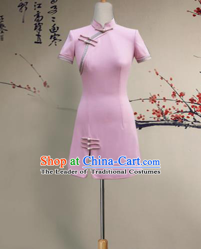 Top Grade Asian Costumes Classical Chinese Cheongsam, Traditional China National Qipao Pink Dress for Women