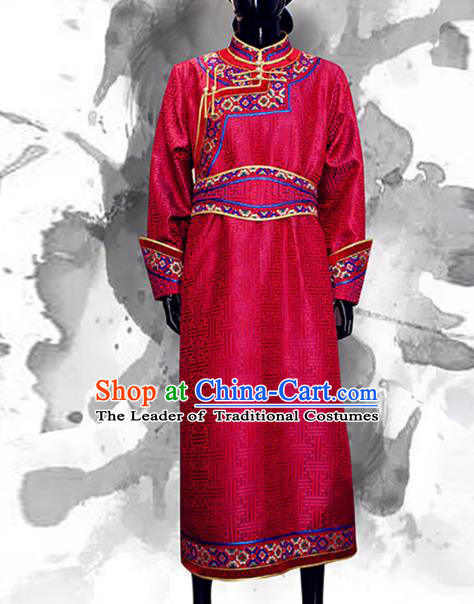 Traditional Chinese Mongol Nationality Dance Wedding Costume, Chinese Mongolian Minority Nationality Bridegroom Mongolian Robe for Men