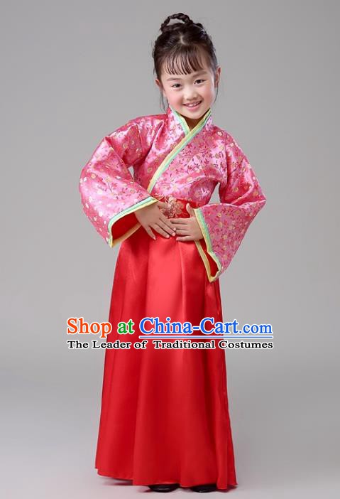 Traditional Chinese Han Dynasty Children Costume, China Ancient Princess Embroidered Clothing for Kids