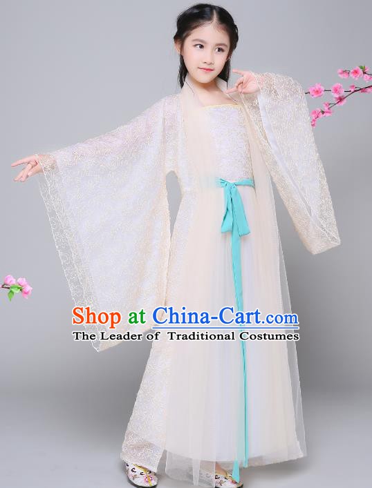 Traditional Chinese Tang Dynasty Palace Princess Costume, China Ancient Fairy Hanfu Dress for Kids