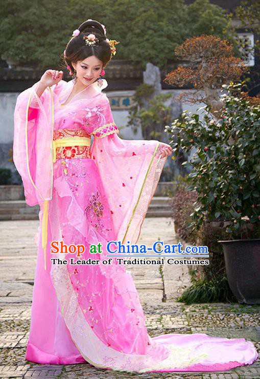 Traditional Ancient Chinese Imperial Consort Costume, China Tang Dynasty Palace Lady Trailing Embroidered Clothing for Women