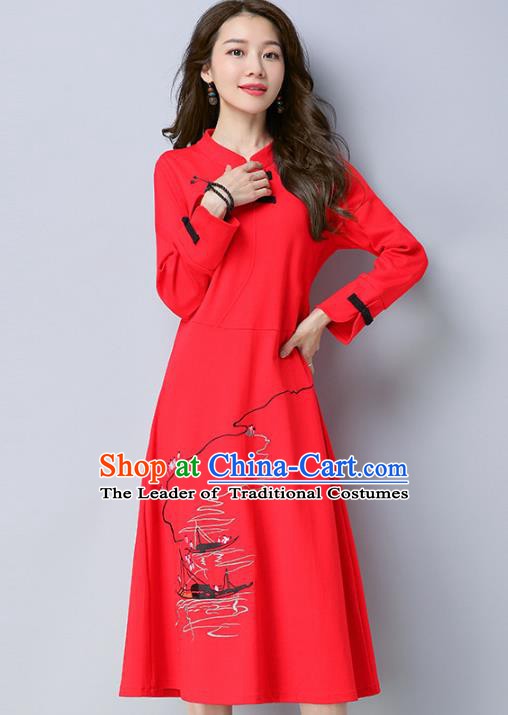 Traditional Ancient Chinese Young Women Cheongsam Dress Republic of China Tangsuit Stand Collar Blouse Dress Tang Suit Clothing