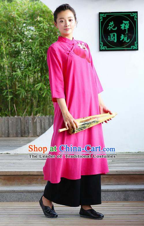 Traditional Ancient Chinese Young Women Cheongsam Dress Republic of China Tangsuit Stand Collar Blouse Dress Tang Suit Clothing