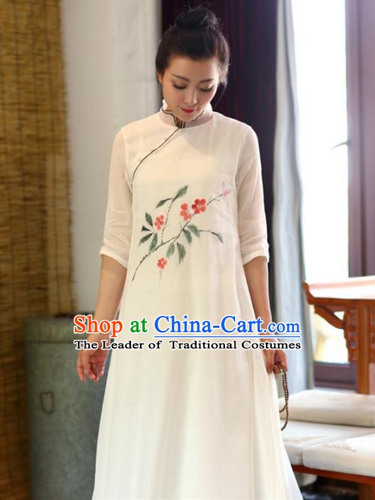 Traditional Ancient Chinese Young Women Cheongsam Dress Republic of China Tangsuit Stand Collar Blouse Dress Tang Suit Clothing