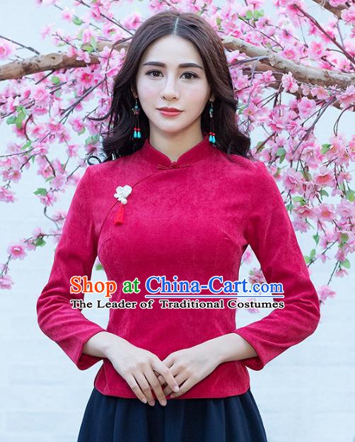 Traditional Chinese National Costume Hanfu Qipao Shirts, China Tang Suit Cheongsam Blouse for Women