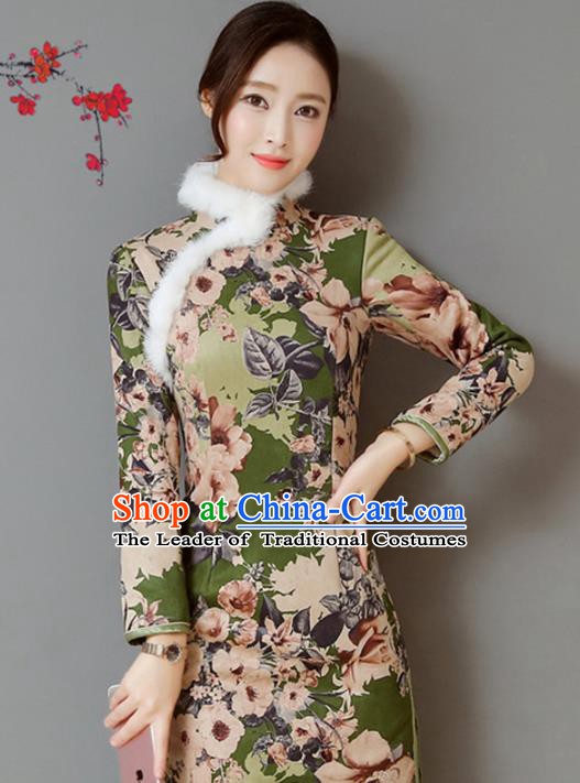 Traditional Ancient Chinese Young Women Cheongsam Dress Republic of China Tangsuit Stand Collar Blouse Dress Tang Suit Clothing