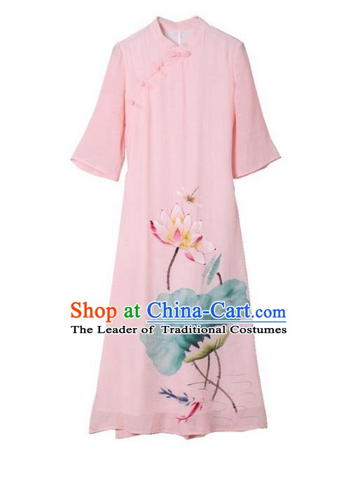 Traditional Ancient Chinese Young Women Cheongsam Dress Republic of China Tangsuit Stand Collar Blouse Dress Tang Suit Clothing