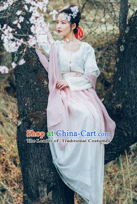 Traditional Chinese Ancient Imperial Princess Costume, China Tang Dynasty Palace Lady Embroidered Clothing for Women