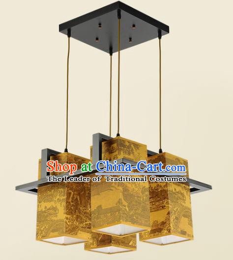 Traditional Chinese Handmade Printing Sheepskin Lantern Classical Palace Lantern China Ceiling Palace Lamp