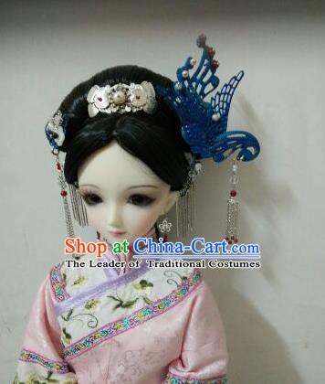 Traditional Handmade Chinese Qing Dynasty Princess Wig Sheath Ancient Manchu Princess Headwear Wiggery for Women