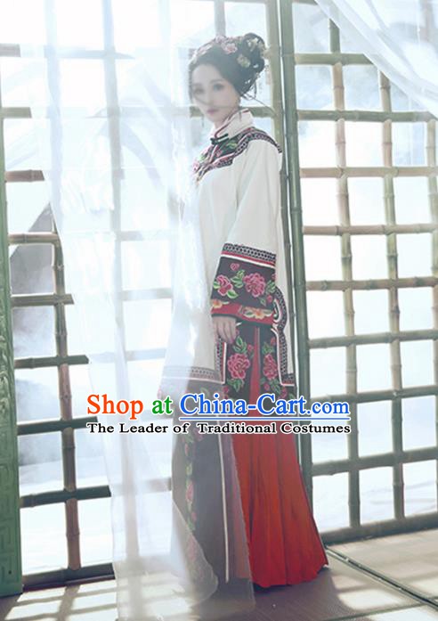 Traditional Chinese Qing Dynasty Princess Costume Ancient Republic of China Young Mistress Embroidered Clothing